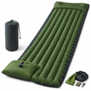 an ultralight best inflatable camping mattress with vertical air chambers and slightly raised side rails for stability