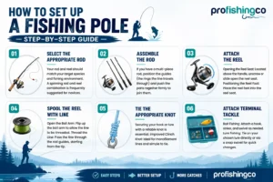 How to Set Up a Fishing Pole step by step guide with rod setup, reel attachment, line spooling, and knot tying