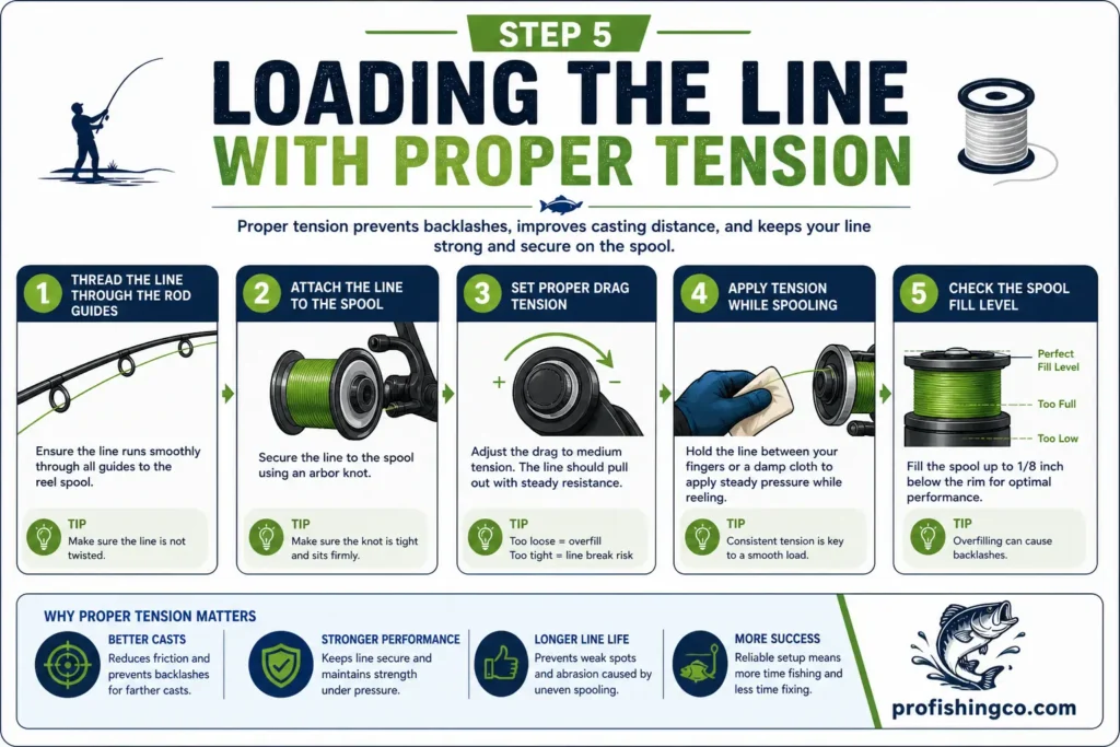 Loading line with proper tension diagrammatic representation