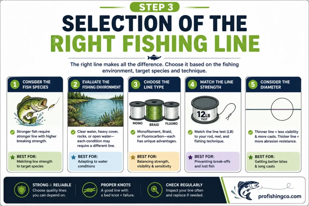 selection of right fishing line diagrammatic representation